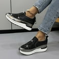 thumbnail image 6 of hopeusnice Women's Glitter Slip On Sneakers Wedge Shoes Comfortable Breathable Walking Shoes Sparkling Crystal Shoes Black 42, 6 of 9