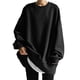 thumbnail image 1 of Sudadera Holgada de Cuello Redondo para Mujer, de Larga, Informal, de Algodón, de Color Liso, para Otoño Negro L, 1 of 7