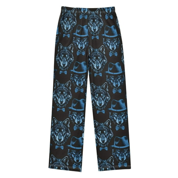 joogoo Blue Wolf with Hats Pajama Pants Pj Bottoms Sleepwear Lounge L