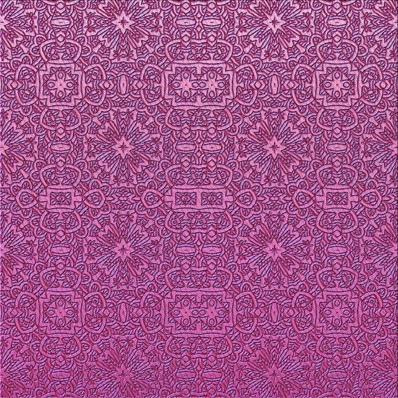 Ahgly Company Indoor Square Patterned Medium Violet Red Pink Area Rugs, 5' Square