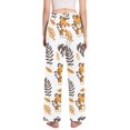 thumbnail image 3 of Dailycode Women's Pajama Pants Wide Leg Lounge Pj Bottoms With Pockets Cute Tigers with Leaves, 3 of 7