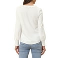 thumbnail image 3 of INSPIRE CHIC Women's Ruffle V Neck Tops Long Sleeve Casual Office Blouse White XS, 3 of 5
