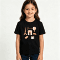 thumbnail image 2 of Girls Graphic Tees Paris Kids T Shirt Cute Travel France 100% Cotton Short Sleeve Soft Tops 4-13Y, 2 of 5