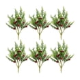 thumbnail image 2 of Melrose International Variegated Pine Pick with Red Bells (Set of 6), 2 of 2