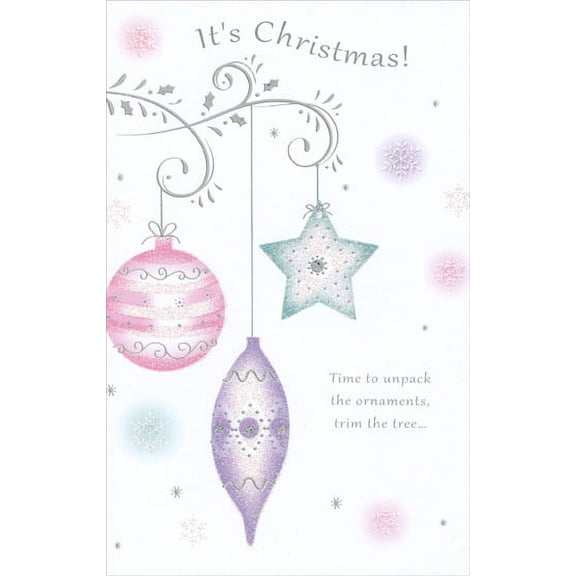 Freedom Greetings Silver Branches & Ornaments Christmas Card