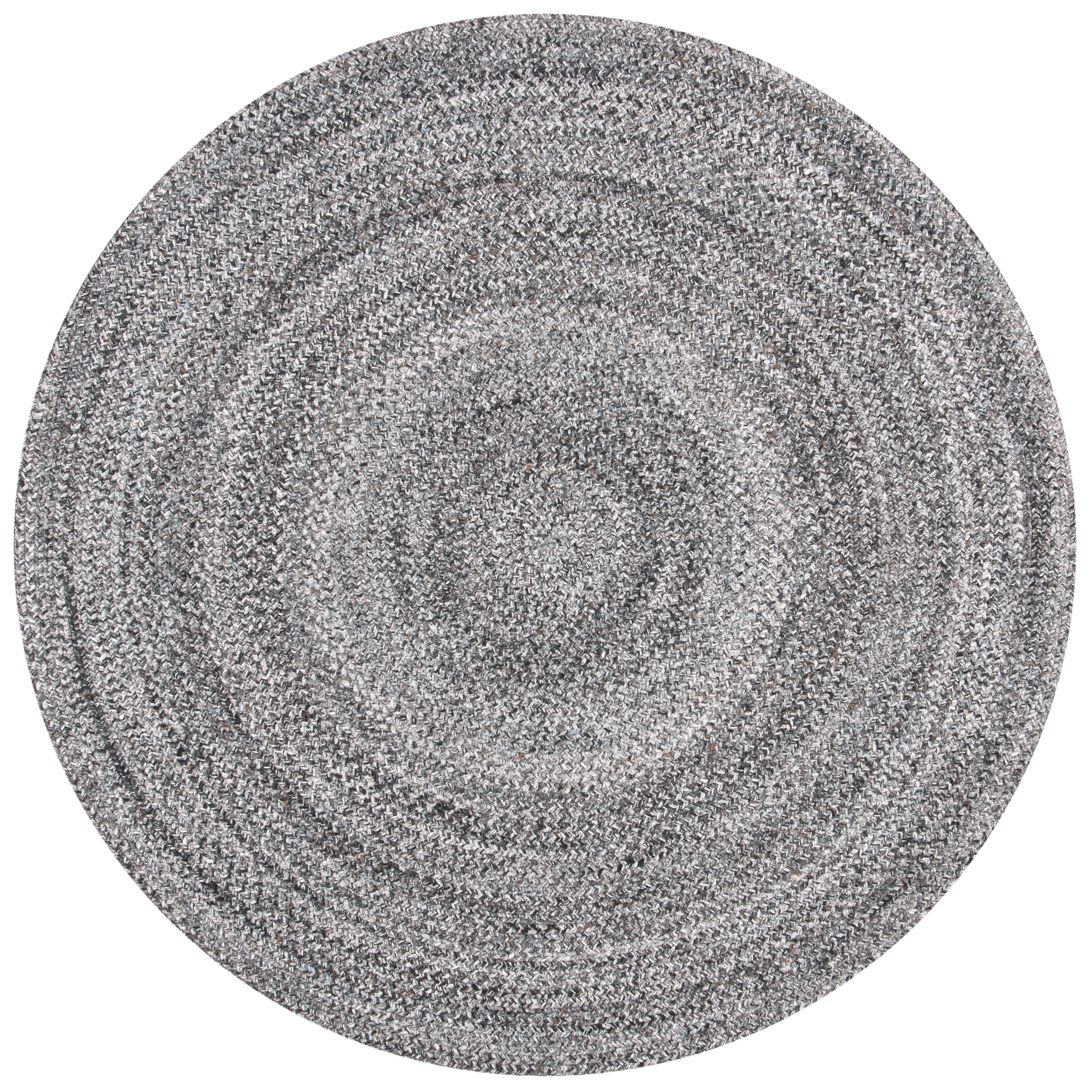 SAFAVIEH Braided Caleb Solid Polyester Reversible Area Rug, Gray/Charcoal, 9' x 9' Round