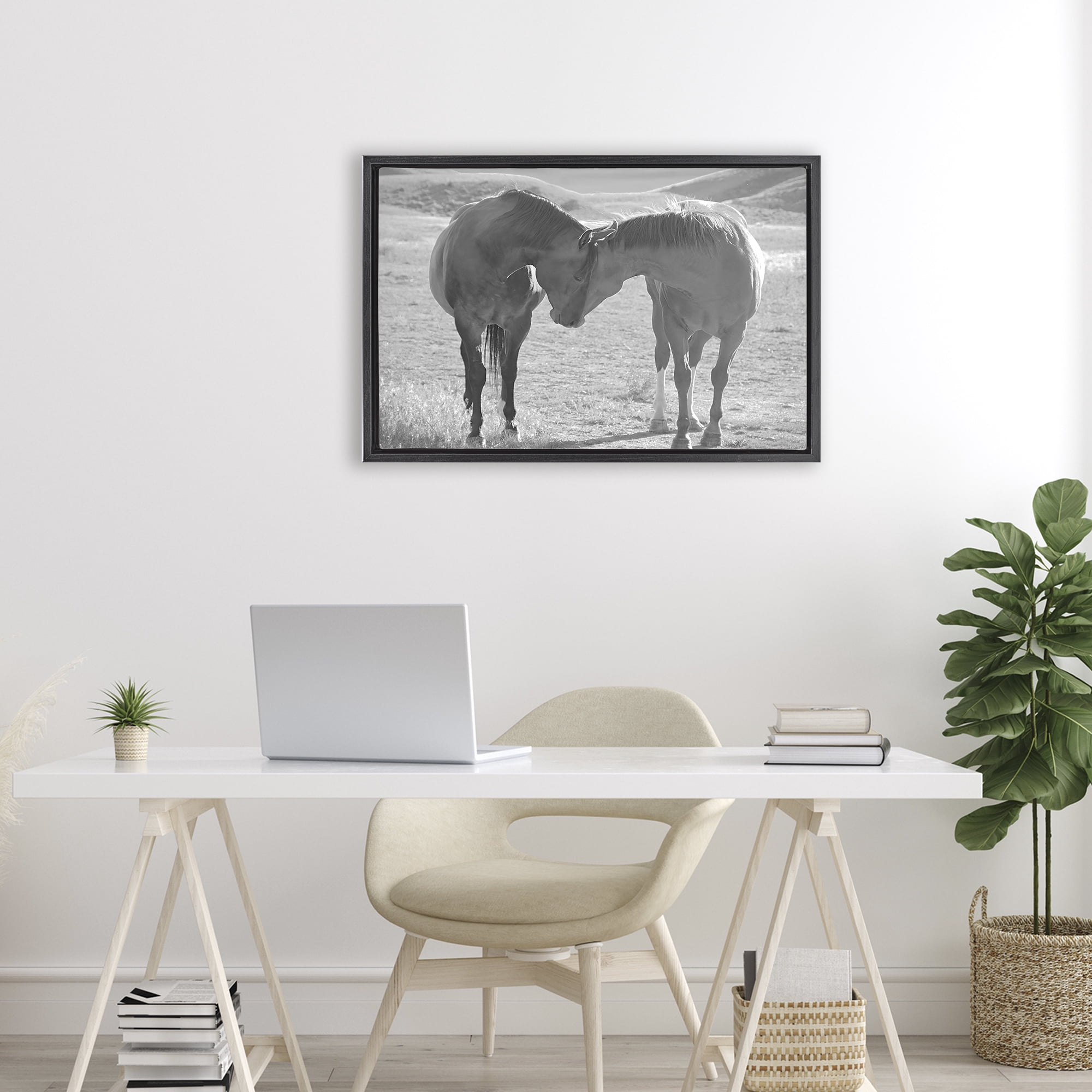 Stupell Industries Sweet Nothings Bond Between Horses Black Framed Floater Canvas Wall Art, design by Steve Toole