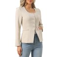 thumbnail image 4 of INSPIRE CHIC Business Casual Blazers for Women Button Down Scoop Neck Long Sleeve Office Work Blazer Jackets with Pockets S Apricot, 4 of 5