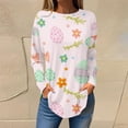 thumbnail image 2 of Pxiakgy Hauts de Pâques pour Femmes en Solde, Chemise à Manches Longues Imprimée Œuf de Pâques et Lapin Col Rond Décontracté Chandail en Molleton Printemps Pâques Lapin Œuf de Pâques Col Rond Ample Décontracté, 2 of 5