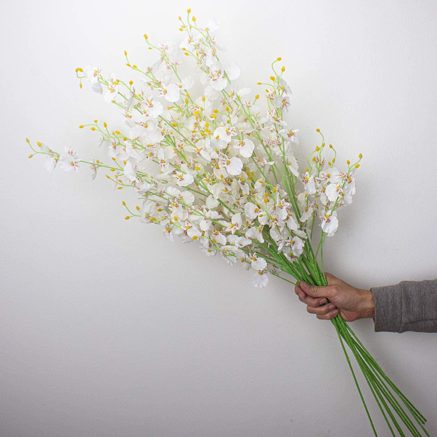 Artificial Orchids Flowers, Silk Fake Faux Dancing Lady Orchids,10Pcs (Each 39”), for Indoor Outdoor Wedding Home Office Party Hotel Decoration(Yellow)