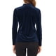 thumbnail image 3 of INSPIRAR CHIC Blusa de terciopelo de mujer con cuello en V y mangas largas XS azul marino, 3 of 7