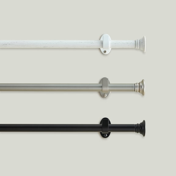 Threadmade Shaker Curtain Rod, Pewter - 32"W x 142"L