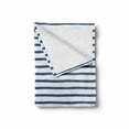 thumbnail image 2 of Harbour Stripe Soft Flannel Fleece Blanket, Horizontal Nautical Stripes Pattern Hand Drawn Marine Sea Illustration, Cozy Plush for Indoor and Outdoor Use, 50" x 70", Night Blue White, by Ambesonne, 2 of 6