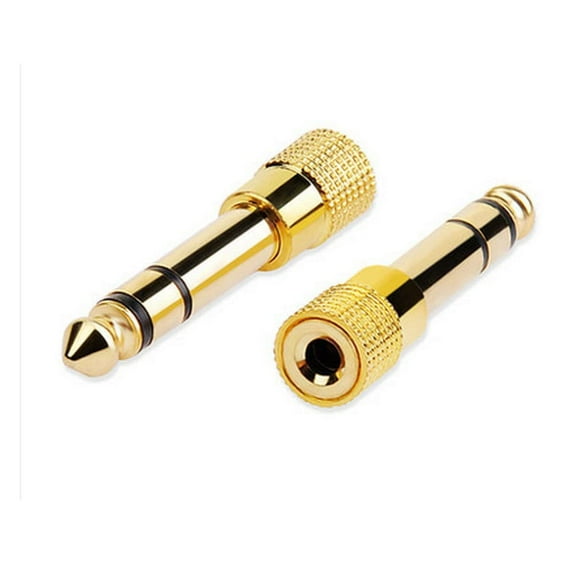 5pcs Gold 1/4" 6.35mm to 3.5mm Plug Stereo Audio Headphone Screw Adapter