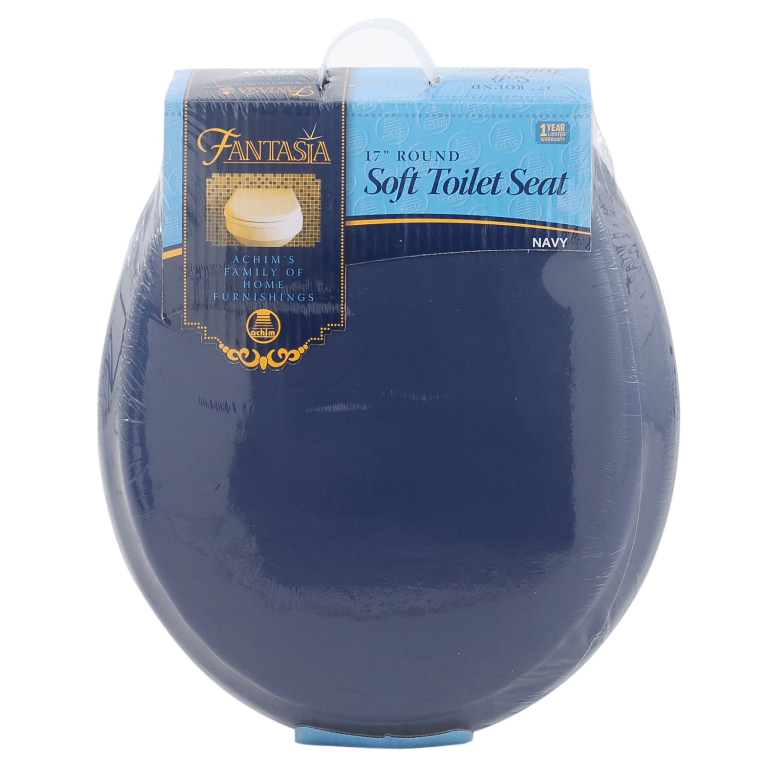 Standard Vinyl Soft Adjustable Hinges Toilet Seat with Close Lid, Navy