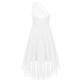 TTAO Girls High Low Dresses Kids One Shoulder Ruched Chiffon Wedding