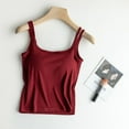 thumbnail image 2 of Lixiuxyad Built-in Bra Tank Tops Women Spring And Summer Outerwear With Integrated Threaded Shoulder Sling With Chest Pads And Vest(Red XL), 2 of 6