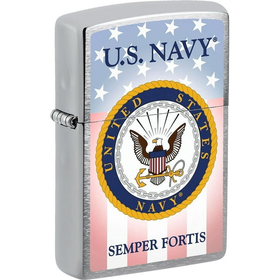 Zippo Lighter- US Navy Semper Fortis Brushed Chrome Windproof Lighter #Z5216