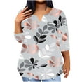 thumbnail image 2 of Sakmal Womens Tops Plus Size Silver Elbow-Length Floral Notch Neck T-Shirts Womens Shirts, 2 of 4
