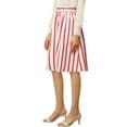 thumbnail image 5 of MODA NOVA Junior's Stripes Button Front Elastic Back A Line Midi Skirt XS Red, 5 of 6