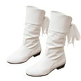 thumbnail image 4 of Women's Shoes Popularity Fashion Solid Color British Style Flat Bow Lacing High Boots, 4 of 9