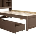 thumbnail image 5 of Twin Storage Bed with Bookcase Headboard, Twin Size Captain Bed Frame, with 2 Drawers and Charging Station, Twin Bed Frame with Storage, No Box Spring Needed, Easy Assembly, Brown, 5 of 10