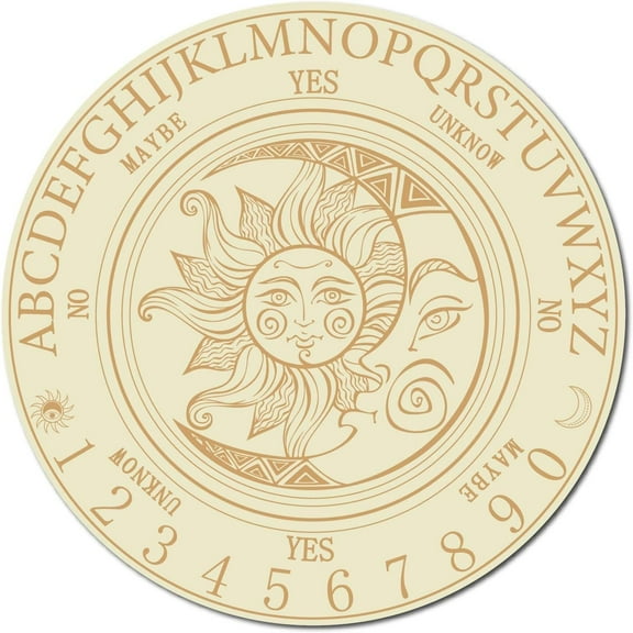 Sun Moon Pendulum Board Wooden Witch Altar Board Carved Board Dowsing Metaphysical Message Witchcraft Wiccan Altar Supplies Power 7.8x7.8Inch