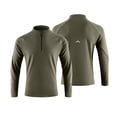 thumbnail image 4 of Outdoor Athletic Shirts for Men Quarter Zipper Stand Collar Tops with Long Sleeve Spring Running Hiking Activewear Army Green 2XL, 4 of 9