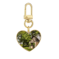 thumbnail image 1 of Green House Forestry Science Nature Scenery Gold Heart Keychain Metal Keyring Holder, 1 of 3