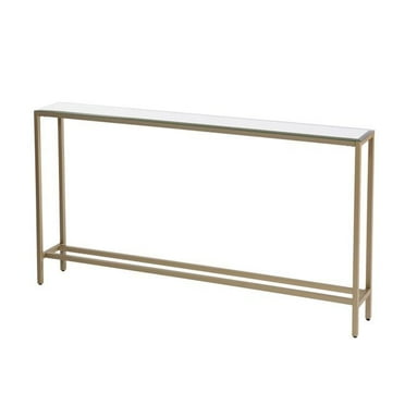HomeRoots 402366 56 in. Silver & Gold Mirrored Glass Console Table