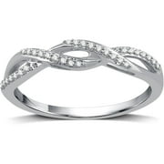 1/10 Carat T.W. Diamond 10kt White Gold Weave Wedding Band