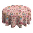 thumbnail image 4 of Princess Mushroom Castle Pattern Round Tablecloth 60"x60",Wrinkle Wipeable Table Cloth for Kitchen Dining Room Picnic Patio Party, 4 of 6