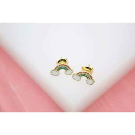 18K Gold Filled Rainbow Stud Earrings (J163)