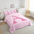 thumbnail image 3 of Manfei Girls Cartoon Ribbon Bow Initial A 2pcs Twin Comforter Set - Dreamy Princess Style, 3 of 8