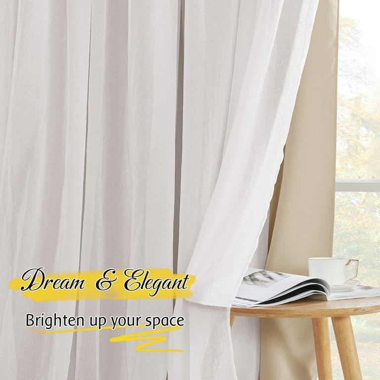 NICETOWN Cortinas opacas de doble capa para recámara o sala de estar, color  beige Biscotti (1 par, 95 pulgadas, alzapaños incluidos) : :  Hogar y Cocina
