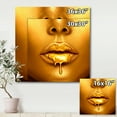 thumbnail image 4 of Designart ' Gold Paint Drips From Sexy Girl Lips ' Modern Canvas Wall Art Print, 4 of 4