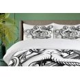 thumbnail image 4 of Ambesonne Underwater Duvet Cover Sets, Octopus Ship Sketch, 2-King, Black White, 4 of 7
