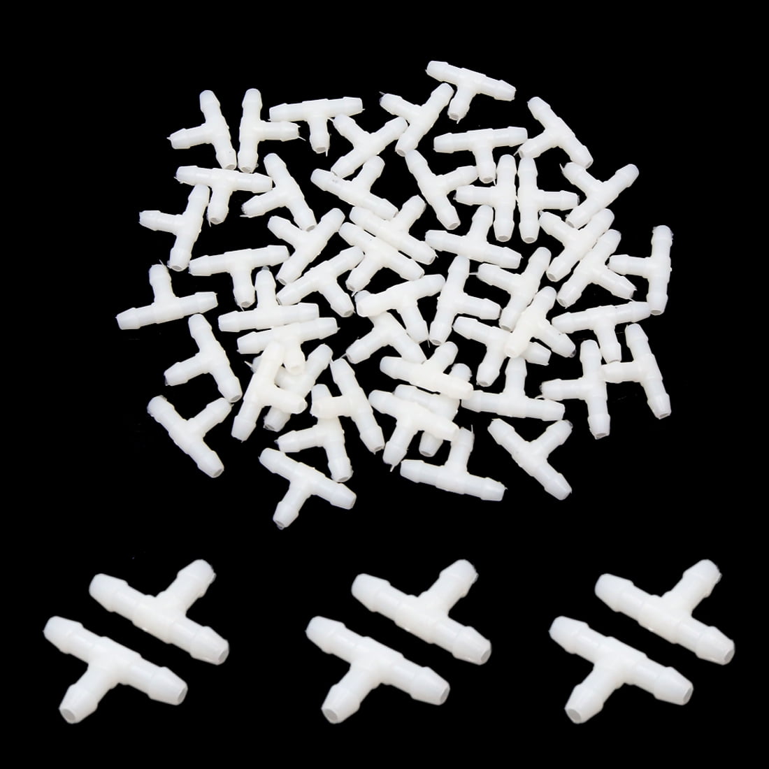 50Pcs 3mm Inner Dia White Plastic Joiner Air Water Fuel Hose Tube Connector