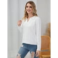 thumbnail image 4 of Scacto Womens Long Sleeve Sweater Tops Cable Knit Casual V Neck Polo Shirts, 4 of 6