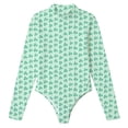 thumbnail image 7 of Kcolen Mesh Top for Women St. Patrick‘s Day Shamrock Print Stylish Sheer Fitted Triangle Jumpsuit Plus Size Long Sleeve Clothes, 7 of 7