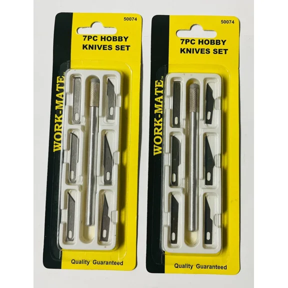 2 Set Of 7-Pcs Hobby Knives Set With Plastic Tray