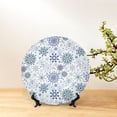 thumbnail image 6 of Wukai Retro ice blue snowflakes Print Decorative Plate for Display,Bone China Decorative Plate, Ceramic Dinner Plate with Stand, Vertical Ceramic Plate-8in, 6 of 6