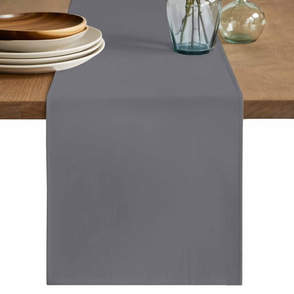Grey Pure Color Table Runner, Aesthetics Contemporary Luxury Washable Cotton Linen Table Runners 36 Inches Long, Dresser Scarf Runner for Nightstand/End Tables/Round Tables 13''x36''