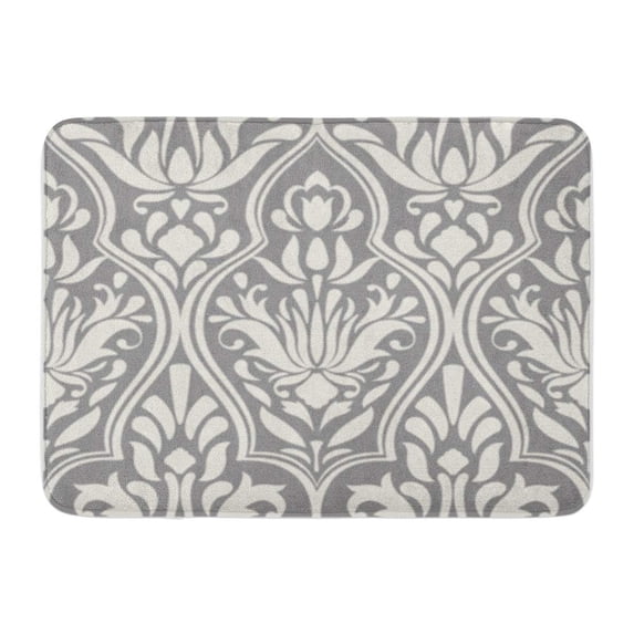 SIDONKU Colorful Stencil Damask Pattern Classic Oriental Victorian Geometric Flourish Doormat Floor Rug Bath Mat 23.6x15.7 inch