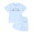 thumbnail image 4 of LRen Toddler Girl Summer Outfits 6t Cute Print Short Sleeve Shirt and Shorts Crewneck Cute Activewear Clothing Set for Girls Preppy Clothes, 4 of 4