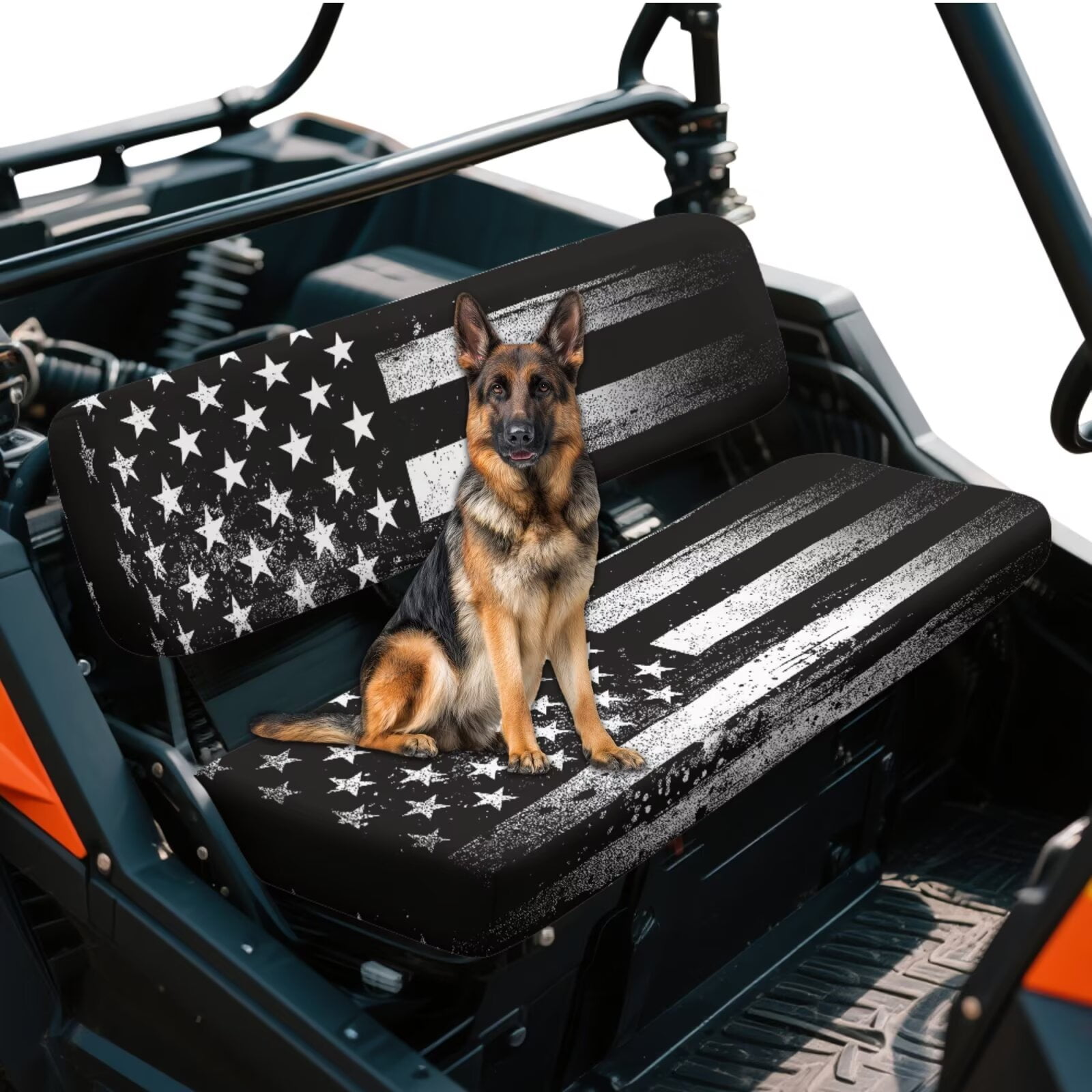 Uorisanigo UTV Seat Cover, Full Protection Seat Cover Fit for Mule 3000 3010 3020 4000 4010 2001-2024, Easy to Install & Clean Black and White American Flag Mule Padded Protector Cushion