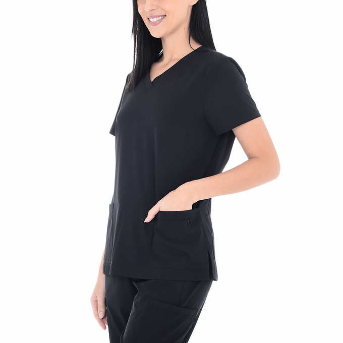 BT Supply Co Womens Scrub Top with Mesh Back Black Large