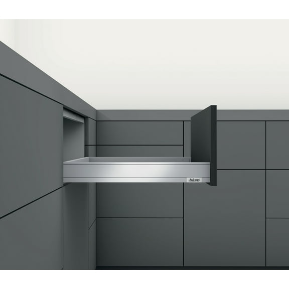 Blum 770N55s0s Legrabox 22" L X 2-5/8" H Full Extension Concealed Drawer System Kit - Grey