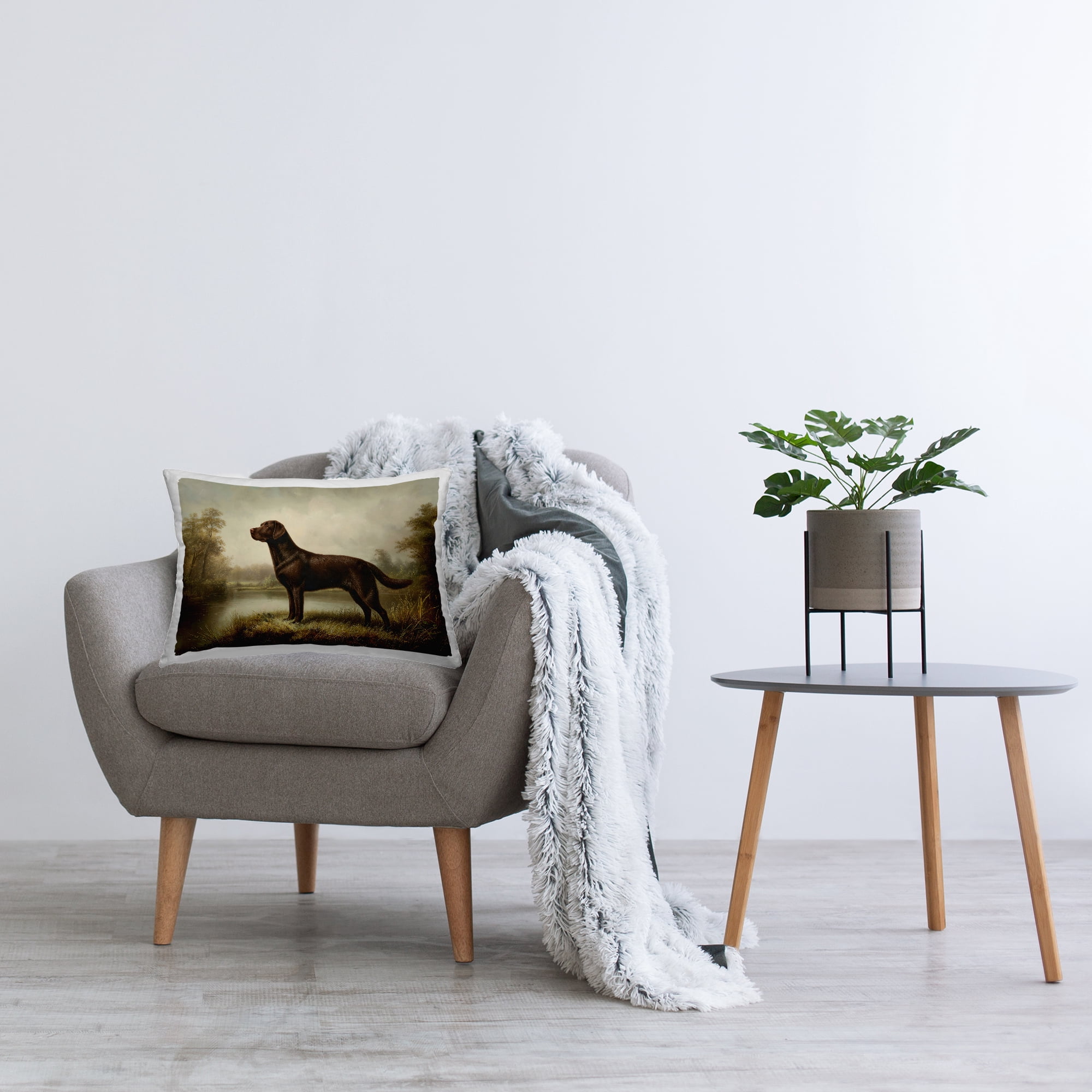 Stupell Industries On Alert Chocolate Labrador Decorative Printed Throw Pillow, design by Petal Prints Design, 14 x 7 x 20