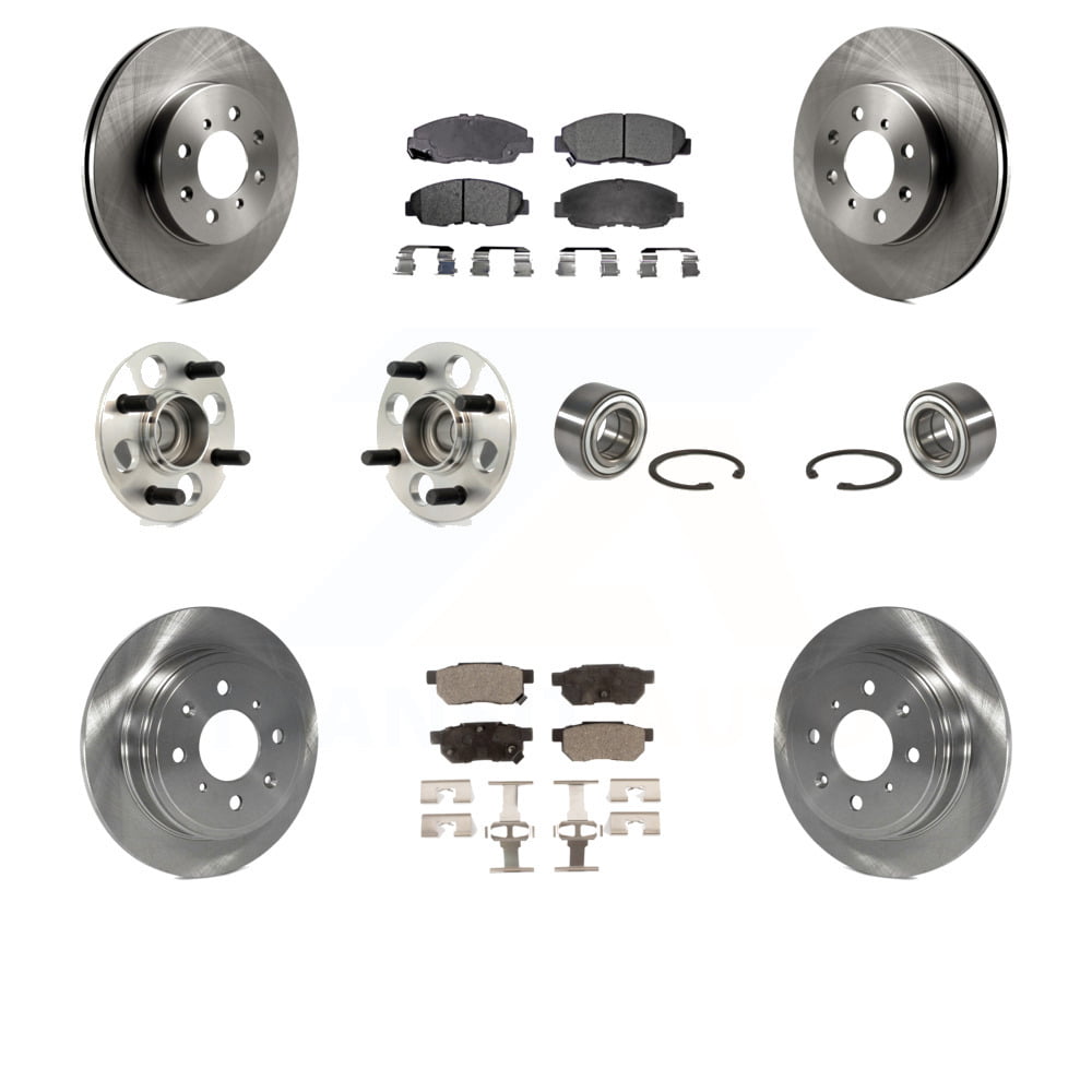 2x Brake discs Brake pads rear wheel bearings 